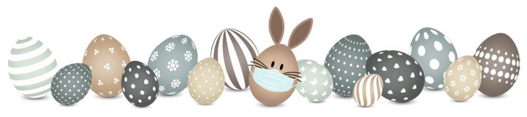 Braunes Hasenei Maske Und Ostereier Muster Banner Naturfarben