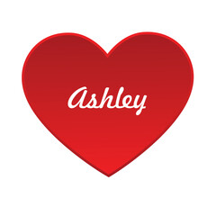 red heart with the name ashley