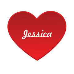 red heart with the name jessica