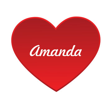 red heart with the name amanda