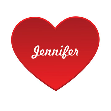 red heart with the name jennifer
