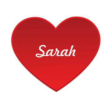 red heart with the name sarah