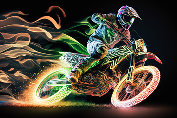 motocross neon illumination, generative ai