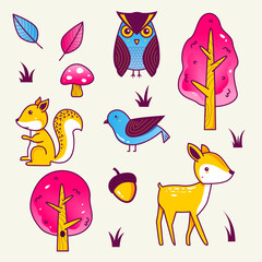 set of funny animals illustration