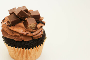 Close up Chocolate Cup Cake on White background