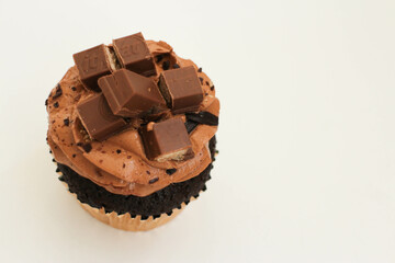 Close up Chocolate Cup Cake on White background