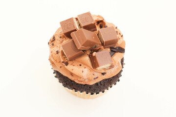 Close up Chocolate Cup Cake on White background