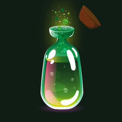bottle of poison in cartoon style