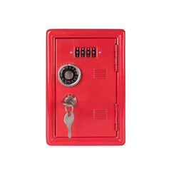 Safe Security Metal. Money Bank Deposit Cash. Saving Box. Vintage. Red box on transparent background.