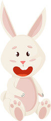Fototapeta premium Bunny Character. Sitting and Laughing Funny, Happy Easter Cartoon Rabbit. PNG