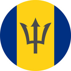 Barbados flag round shape 89 - obrazy, fototapety, plakaty