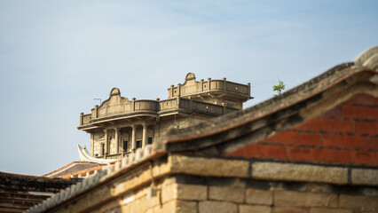 "foreign style" buildings and local historical red brick houses in South Fujian, China