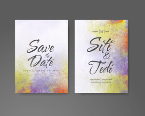 Wedding invitation with abstract watercolor background