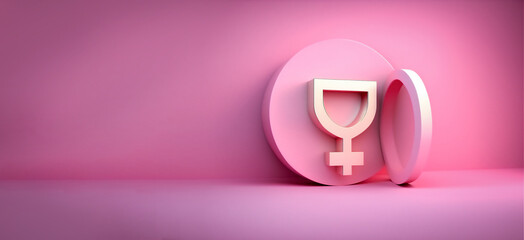 Women Female  symbol 3d pink, feminism, gender equality, women are right. Activism. Generative AI