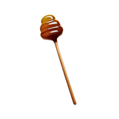 honey dipper stick isolated on transparent background cutout