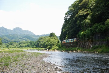 Japanese scenery with train