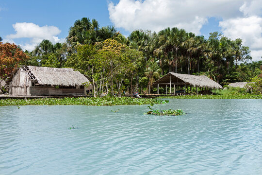 Warao-Indian houses straw huts in an indigenous village, Orinoco Delta, Venezuela