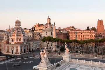 Elevated view of Piazza Venezia, Rome, Italy