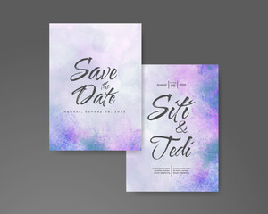 Wedding invitation with abstract watercolor background