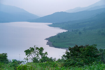 野反湖の朝霧