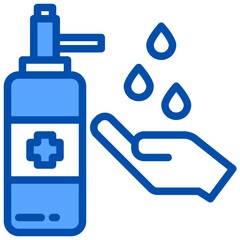 Washing hand blue outline icon
