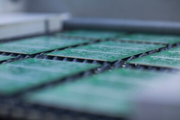 Close-up of circuit board in industry, Hanover, Lower Saxony, Germany