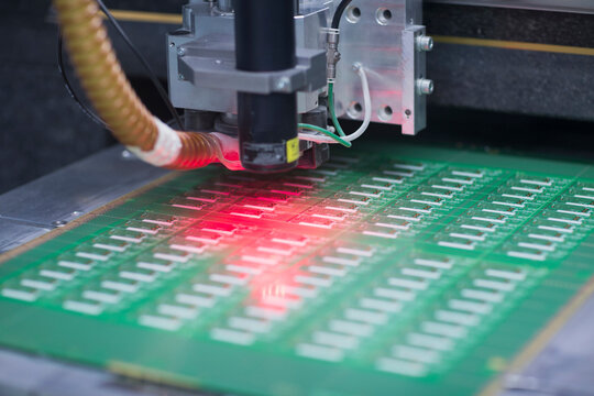 Close-up of circuit board in industry, Hanover, Lower Saxony, Germany
