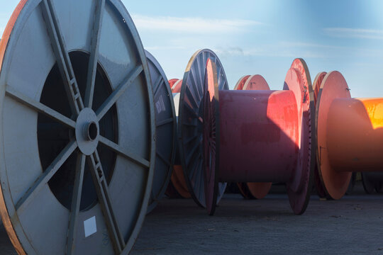 View of empty cable spools
