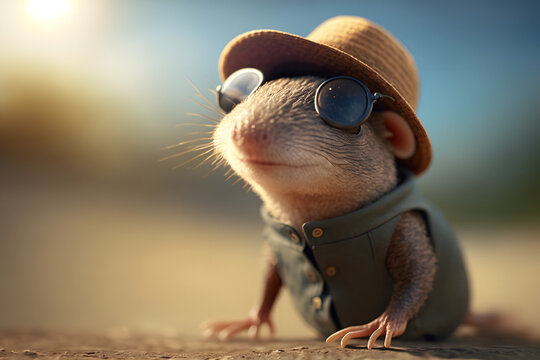 Portrait d'une musaraigne en vacances &agrave; la mer &raquo; IA g&eacute;n&eacute;rative