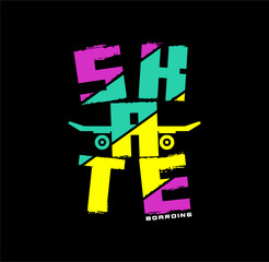 Skate board sport typography, tee shirt graphics, vectors