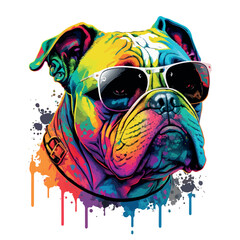 colorful bull dog pop art vector illustration
