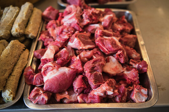 fresh pork in tangerang old market. (Pasar Lama  Tangerang)