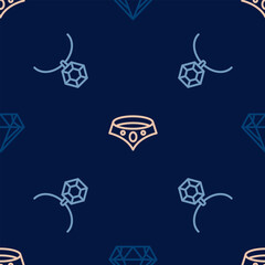 Set line Diamond, Pendant necklace and Necklace on seamless pattern. Vector