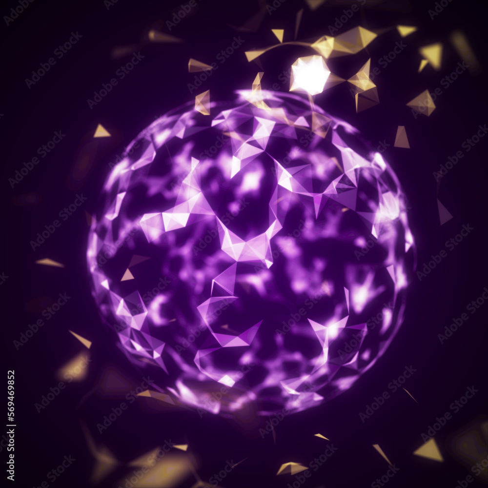Poster futuristic sphere made of particles for connect network. flow of particle in cyberspace. space energ