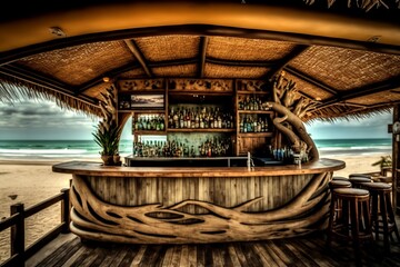 Hawaiian style beach bar interior 