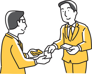 名刺交換するビジネスマン