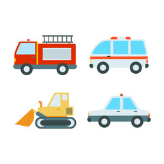Set cute car. Cute collection colorful cars. Vector design illustration.