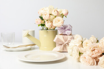 Concept of spring season beautiful table setting