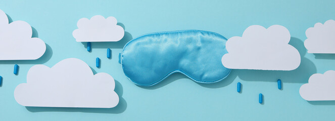 Concept of insomnia or bad sleep, top view