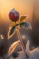 a strawberry on snowy day illustration