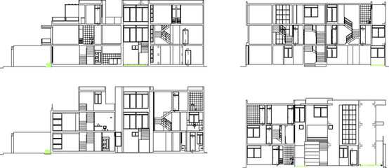 Fototapeta premium Vector sketch illustration of modern minimalist building section