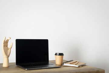 Fototapeta premium Concept of workspace with laptop, space for text