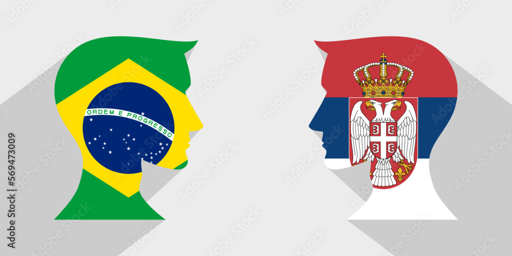 Wall mural face to face concept. brazil vs serbia. vector illustration