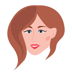 Cartoon portrait. Avatar of a beautiful girl. Flat vector illustration.