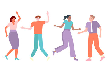 Modern people dance. Flat vector illustration.