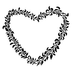 Obraz na płótnie Canvas Doodle elegant heart frame, border monogram in doodle style isolated on white background.