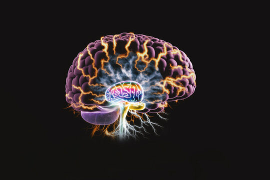 Brain, Science and Technology concept. Neural network. IQ, created with generative AI Technology 