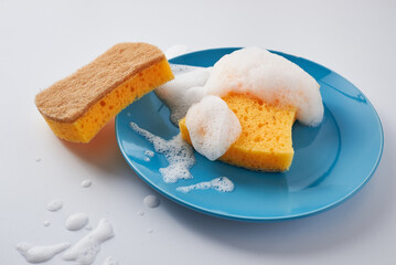 Colored Cleaning Sponges with Bubbles and soapy Foam