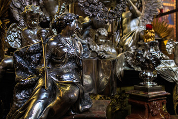 Religious sculptures. Gothic Catholic Cathedral of St. Vitus, Wenceslas and Vojtech in Prague Castle.