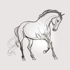 Elegant  horse drawing in line art style ,minimalism  .created with Generative AI